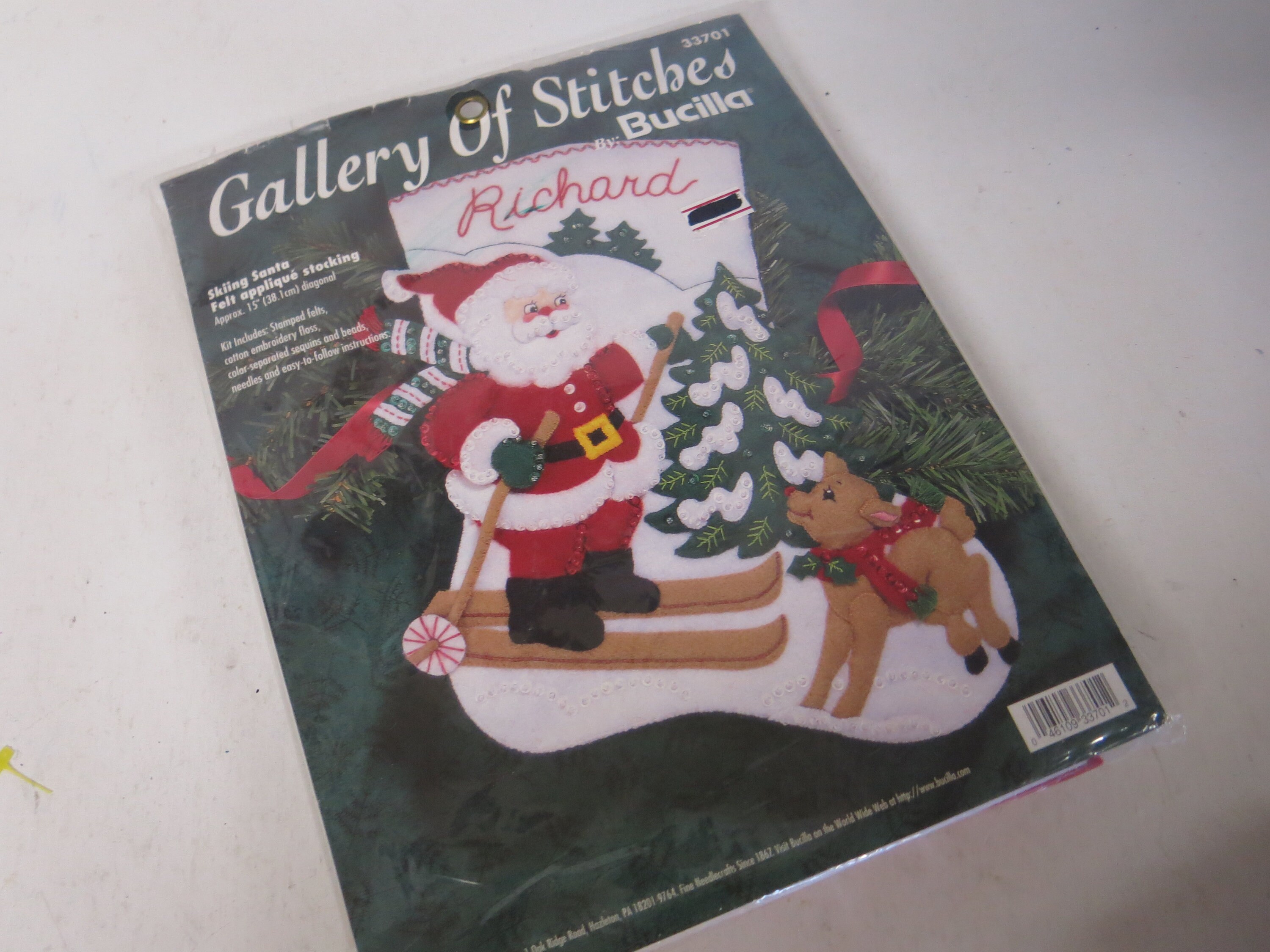 33701 Christmas 2022 Christmas Felt Stocking Skiing Santa 33701 Bucilla | Etsy Uk