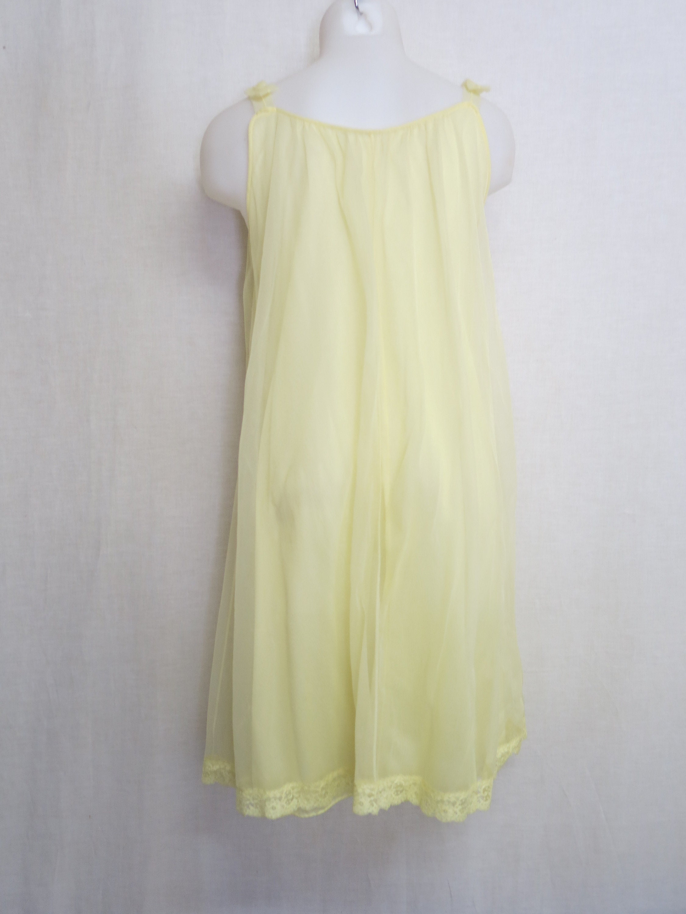 Mad Men Nightgown Nylon Nightgown Daffodil Yellow Short | Etsy