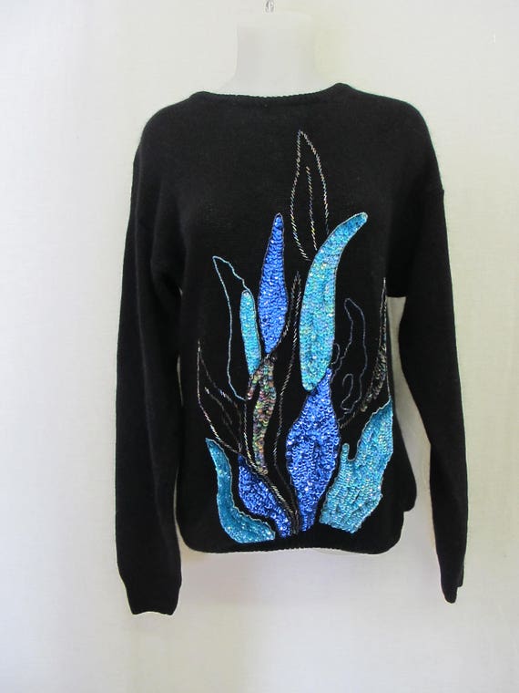 Sequin Sweater Angora Tunic Sweater Intarsia