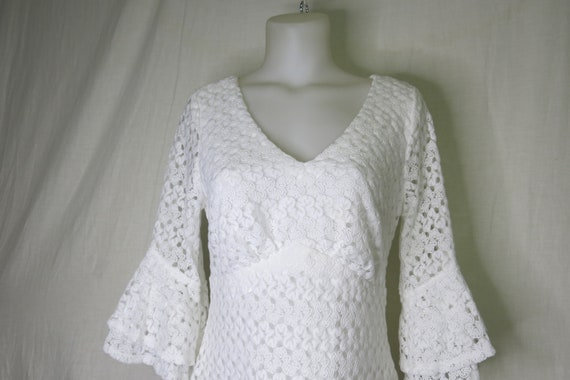 White Crochet Dress White Lace Dress Short Length… - image 5