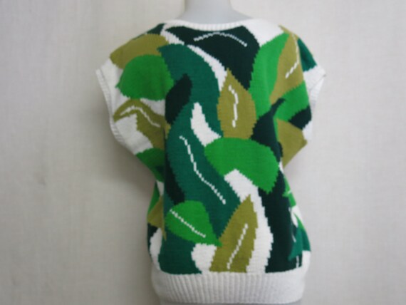 Mod Cotton Sweater Intarsia Floral Perry Ellis Po… - image 7