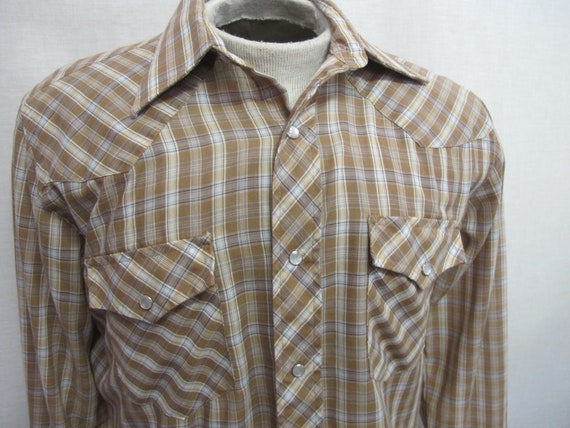 1960 Western Cowboy Shirt Plaid Ranch Shirt Rocka… - image 3