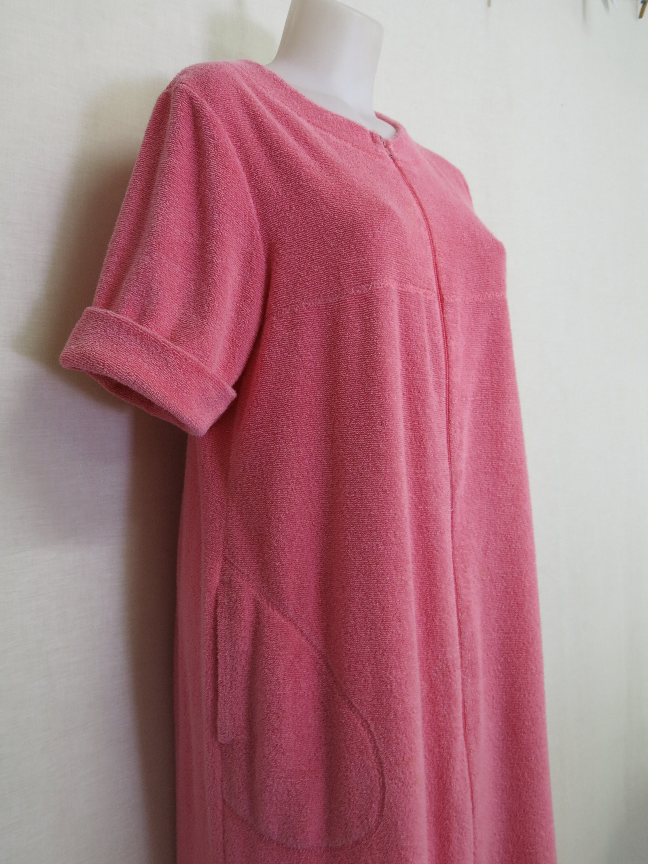 short terry cloth robe with zipper