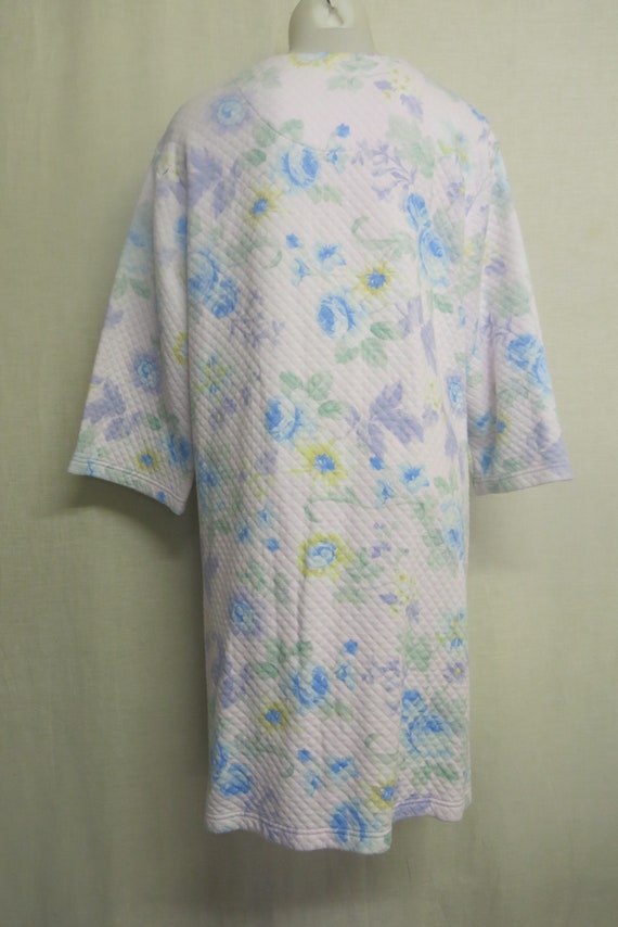 Quilted Cotton Robe Floral Short Robe Miss Elaine… - image 8