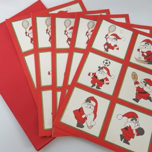 Cartes de Noël vintage, planche à dessin, 29 cartes, Santa Sports Deadstock