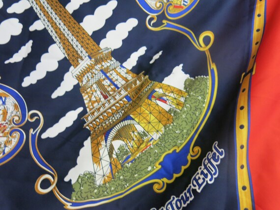 Vintage Paris Souvenir Scarf 1980's Eiffel Tower … - image 3