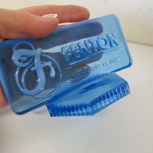 Fenton Glass Sign Paperweight BLUE Opaline