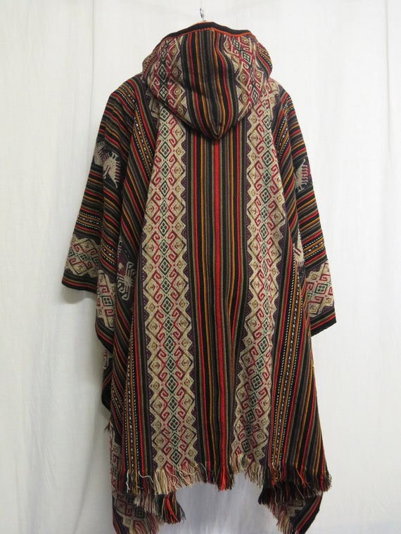 Guatemalan Poncho Wool Cape Wool Cape Fringe Ponc… - image 8