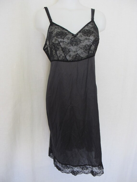 Mad Men Black Slip 1960s Slip Pin up Slip Goth Slip 36