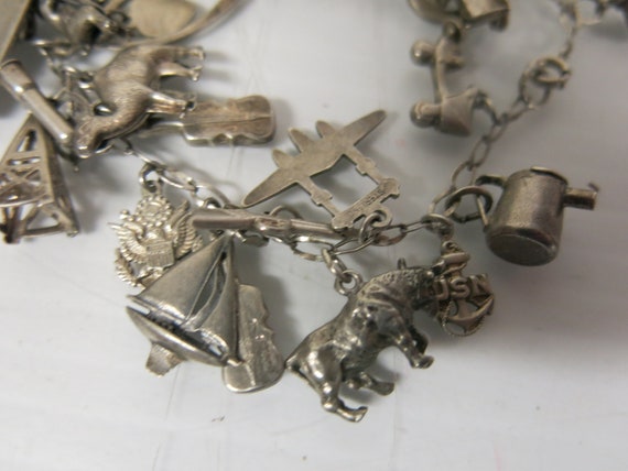 WWII Sterling Silver Charm Bracelet FDR Airplanes… - image 6