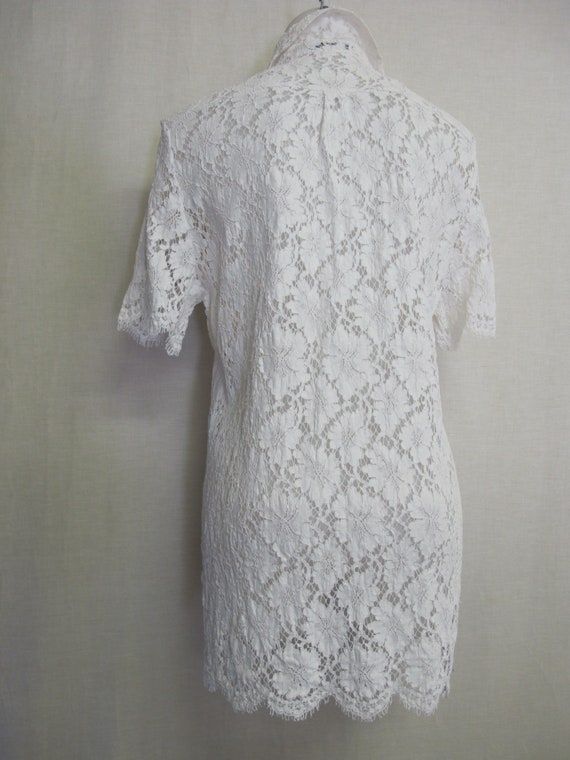 Balenciaga White Lace Tunic Blouse Designer Lace … - image 8