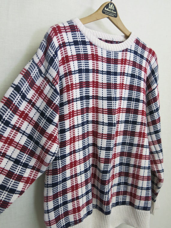 1990 Plaid Cotton Sweater Preppy Sweater Summer S… - image 3