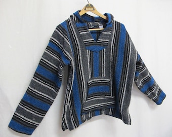 Vintage Mexican Woven Surfer Hoodie: 1980s Acrylic Blend
