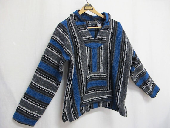 Vintage Mexican Woven Surfer Hoodie: 1980s Acrylic Blend