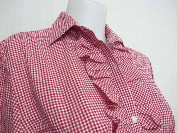 Ralph Lauren Blouse Cotton Gingham Blouse Medium … - image 7