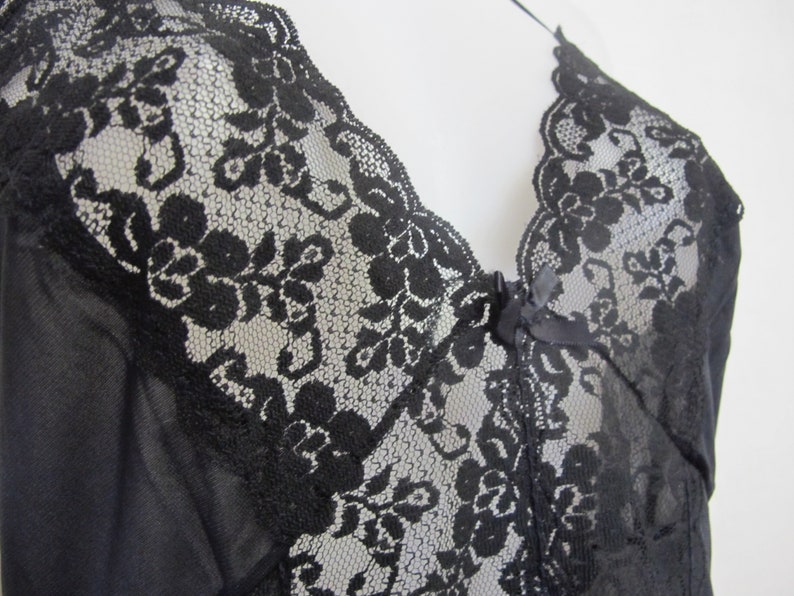 Goth Nightgown Black Nylon Lace Nightgown Long Nightgown 2X,Goth Black Nigh...