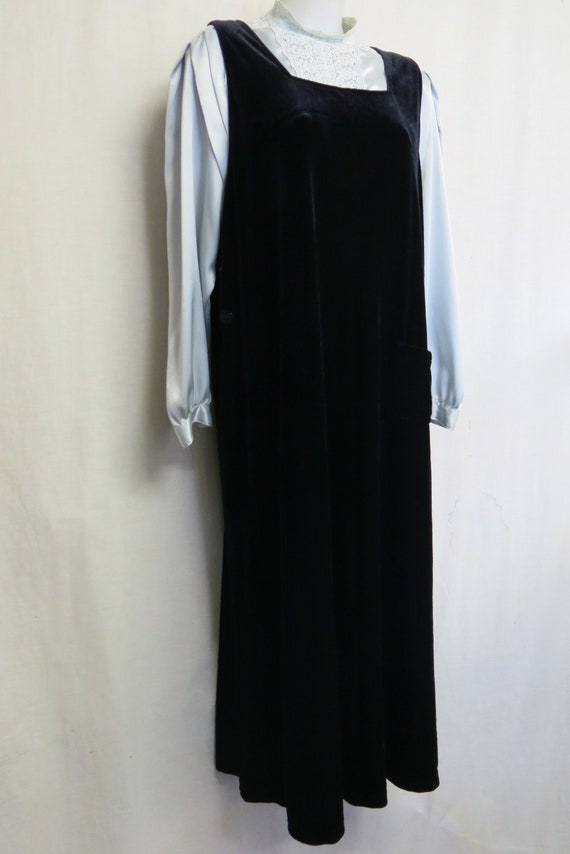 Black Velvet Maxi Dress Jumper Long Dress Goth Dr… - image 1
