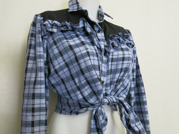 Cowgirl Blouse H Bar C Shirt Plaid Shirt Western … - image 3