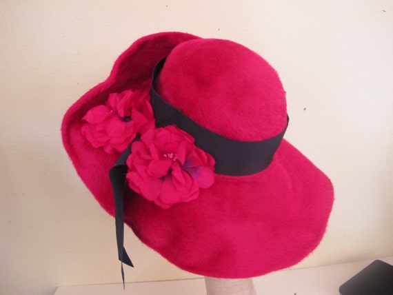 Boho Hat Angora Hat Slouchy Hat Pink Fur Hat Big H