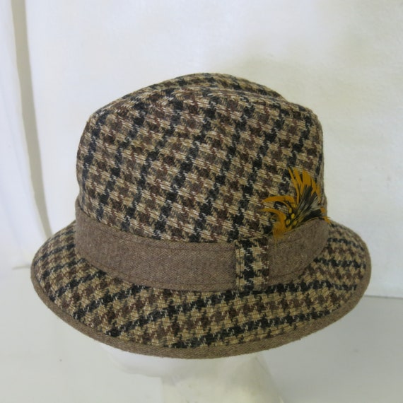 Knox Fedora Hat Porkpie Plaid Tweed Plaid Hat