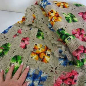 Couverture afghane grand-mère carrée, bohème hippie afghane multicolore, 91 x 72 po.