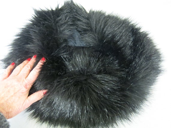 Black FAUX Fur Fox Muffler Wrap Large Fox Collar … - image 5