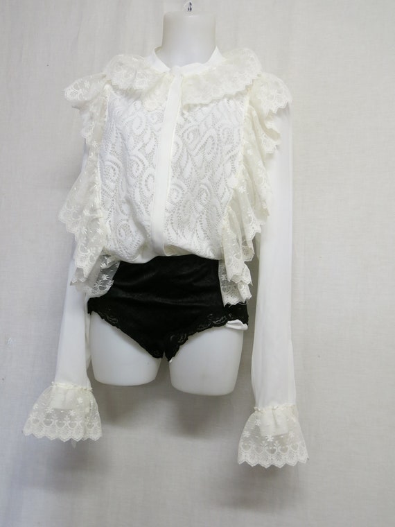 Lace Poet's Blouse Pirate Blouse White Romantic La