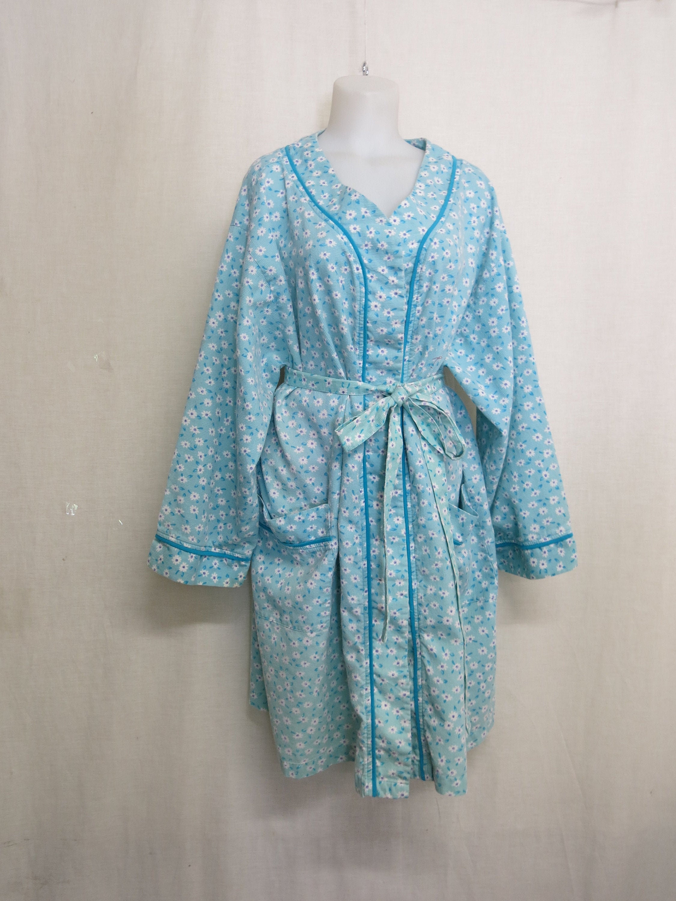 Floral Cotton Robe Robe House Dress Cotton Pique Loose Fit Etsy