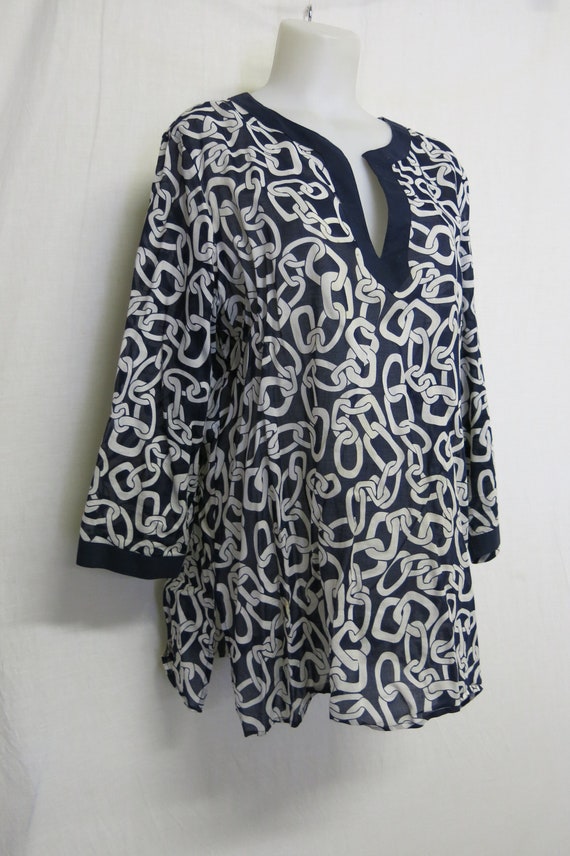 Cotton Tunic Blouse Cotton Liz Claiborne XL Light… - image 1