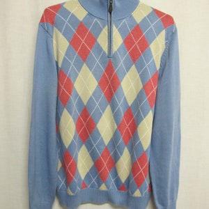 Argyle Pullover Sweater Brooks Brothers Retro Sweater Zipper Pima Cotton image 2