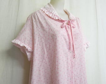 Ouderwetse katoenen nachtjapon mouwloos roze XL