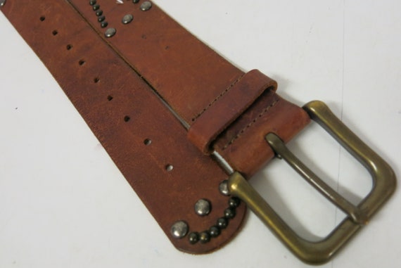 Brown Leather Belt Brown Boho Hippie Belt For Jea… - image 3
