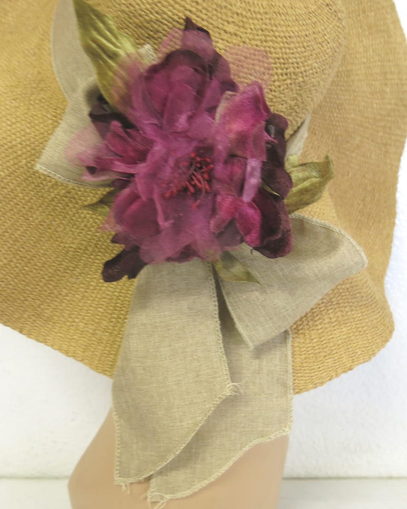 Spring Staw Hat Straw Hat Spring Summer Garden Party Hat Silk Flowers - Etsy