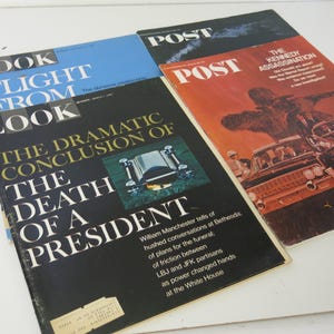 Revista Saturday Evening Post Look Magazine John F Kennedy 1967 JFK Conjunto de 4