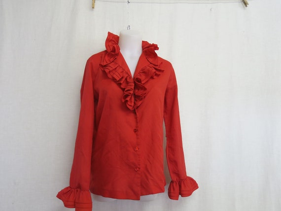 Red Ruffle Blouse Pirate Blouse Poet's Blouse Rom… - image 4