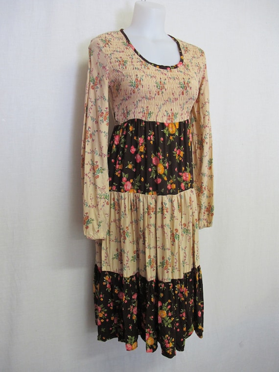 Prairie Dress Steampunk Dress Hippie Dress Patchwo