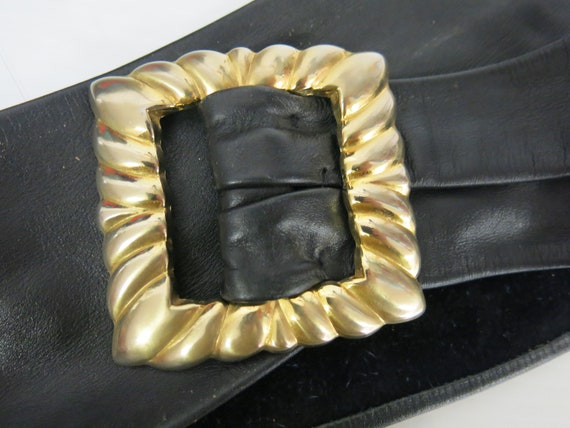 Wide Black Leather Belt Smooth Soft Leather Belt … - image 6