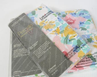 Lenzuolo e federe Mid Century con stampa floreale, misura matrimoniale/matrimoniale, NUOVI, JC Penney's