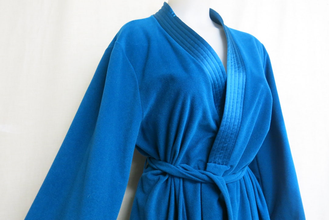 Velour Robe Wrap Robe Teal Blue Vanity Fair Medium 1980's Etsy
