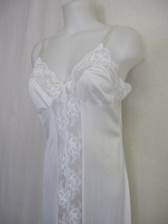 Long Bridal Slip White Nylon Slip 1960 Slip Small/