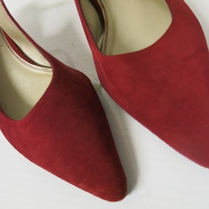 Red Suede Kitten Heel Slingback Heels 6B