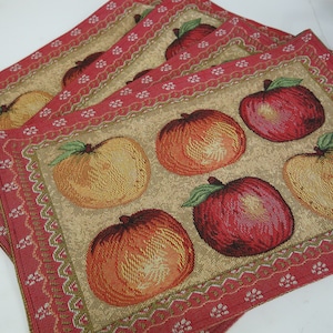 Farmhouse Woven Placemats 1990's Placemats Apples Pumpkins