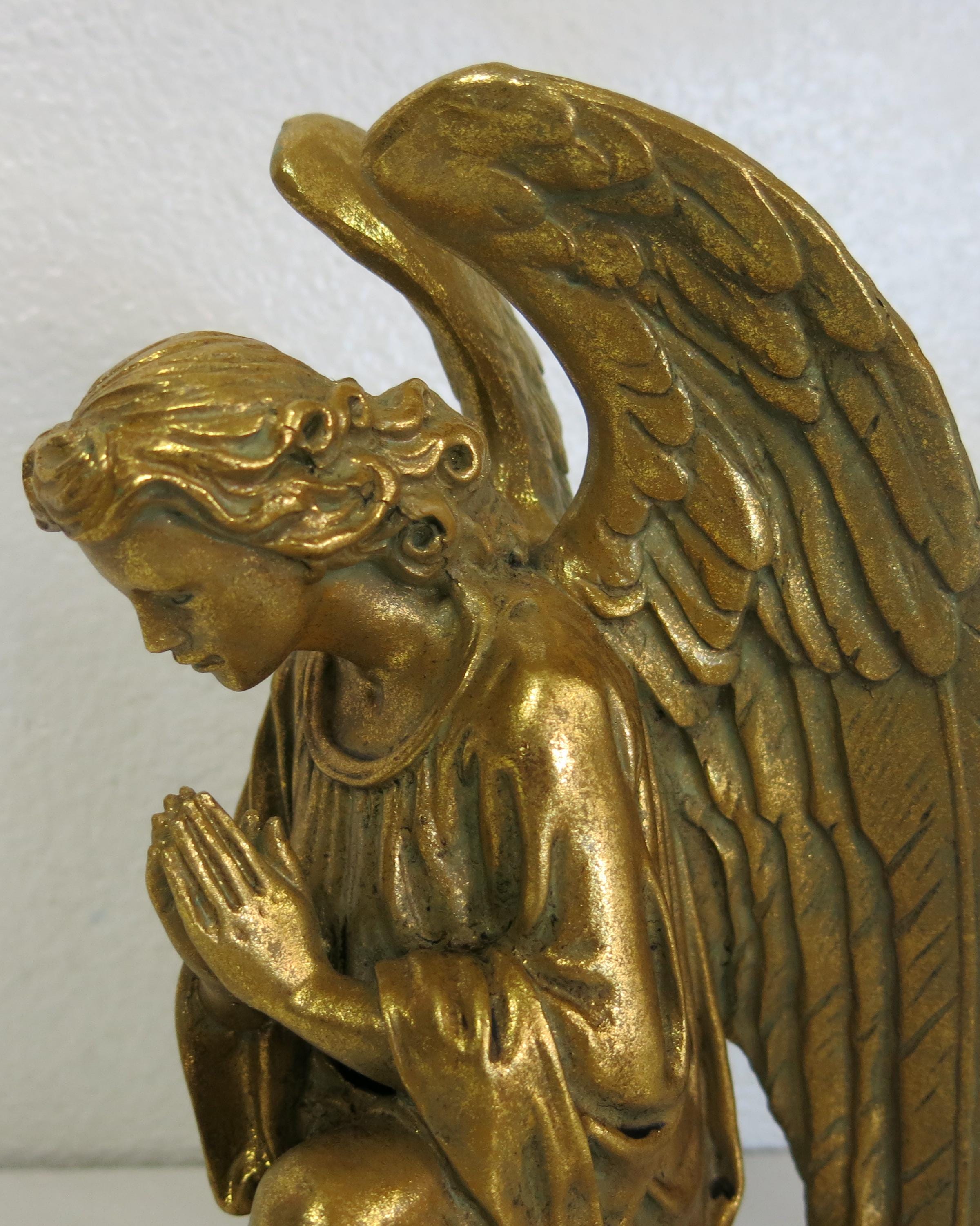 置物 angel Mid Century Gold Angel Kneeling Angel Large Christmas Angel