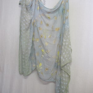 Sari Shawl Embroidered Shawl Seafoam Aqua Shawl Sari Indian Shawl Chiffon Shawl Organza Veil image 6