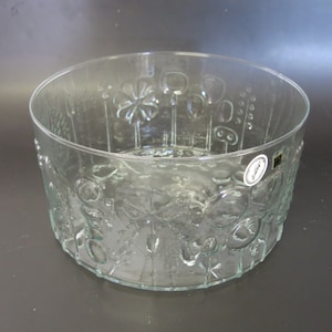 Arabia Finland Italglass Large Bowl New Clear Mouthblown Glass New Clear Mouthblown Glass &quot;Soufflé Bouche&quot; Oiva Toikka