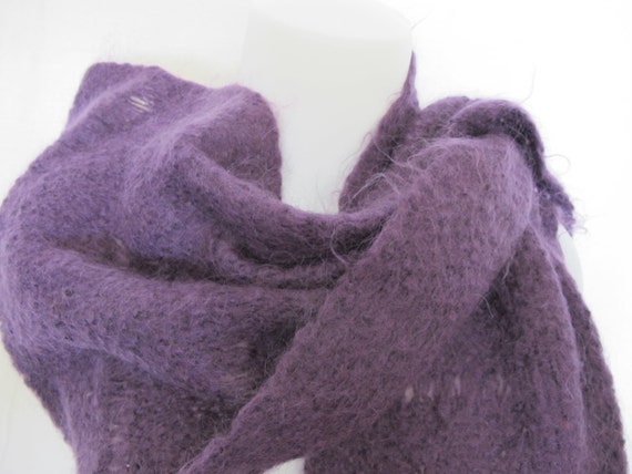 Italian Mohair Shawl Scarf Handknit Mohair Fringe… - image 3