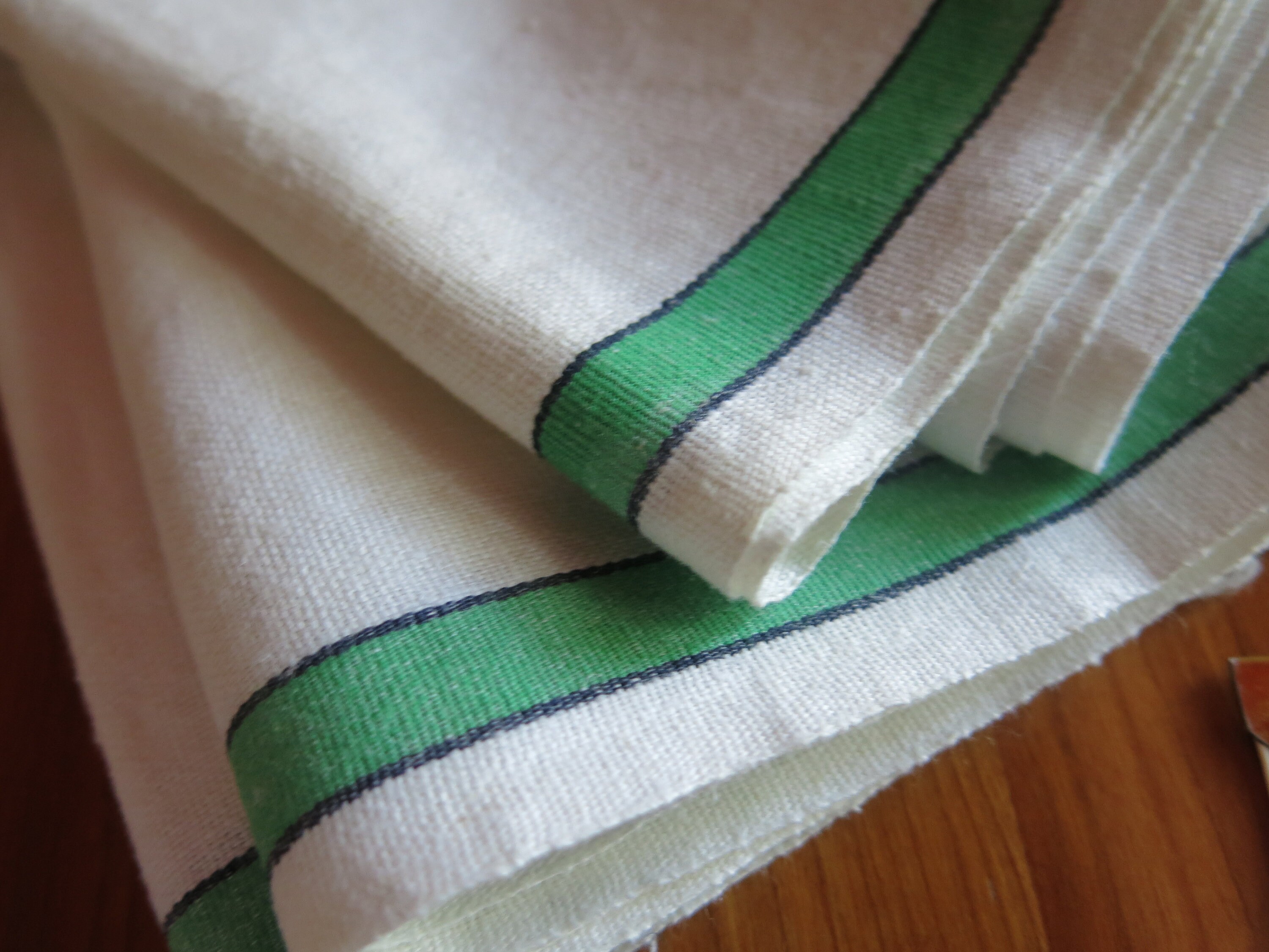 French Linen Runner 1900's Woven French Farmhouse Cottage