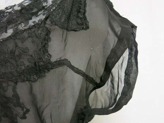 1930s Black Lace Blouse: Sheer Silk Dark Academia… - image 5