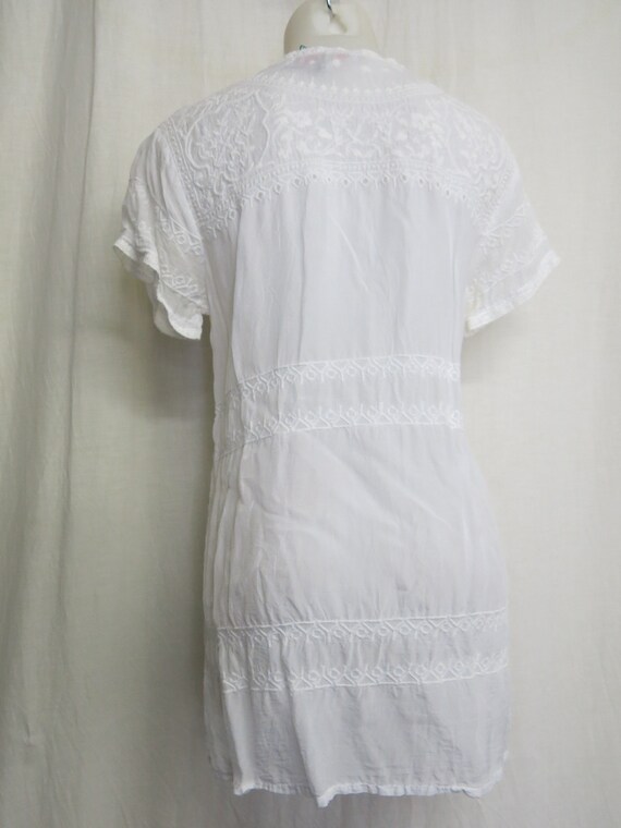 Johnny Was Peasant Blouse Rayon Eyelet Blouse Whi… - image 8