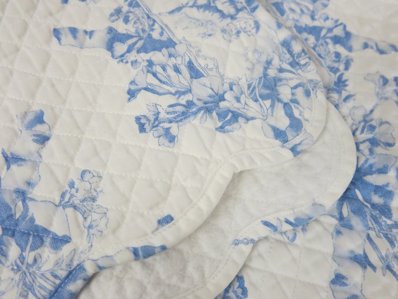 Cotton Quilted Baby Blanket Peacock Alley Crib Blanket Toile Baby